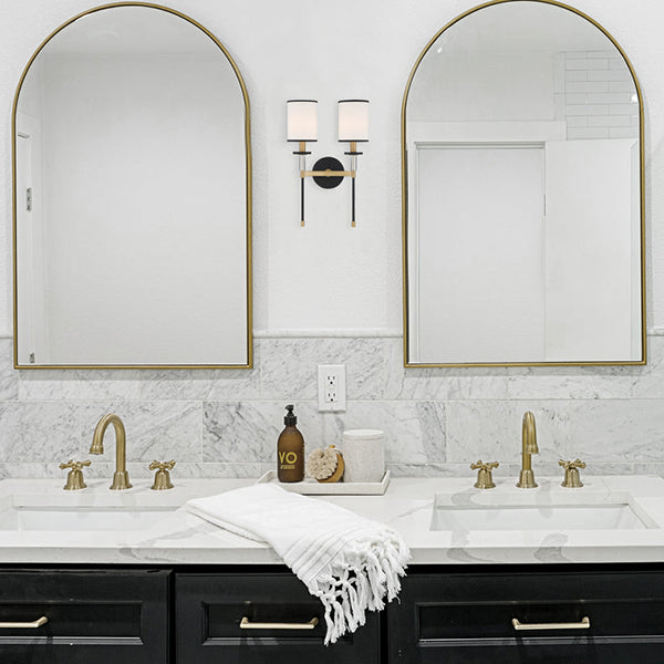 Hatfield 2-Light Wall Sconce with White Fabric Shade