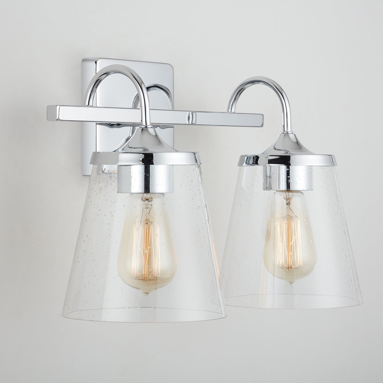 Jayne 2-Light 15-1/4 in Bathroom Vanity Light with Clear Seedy Glass Shades