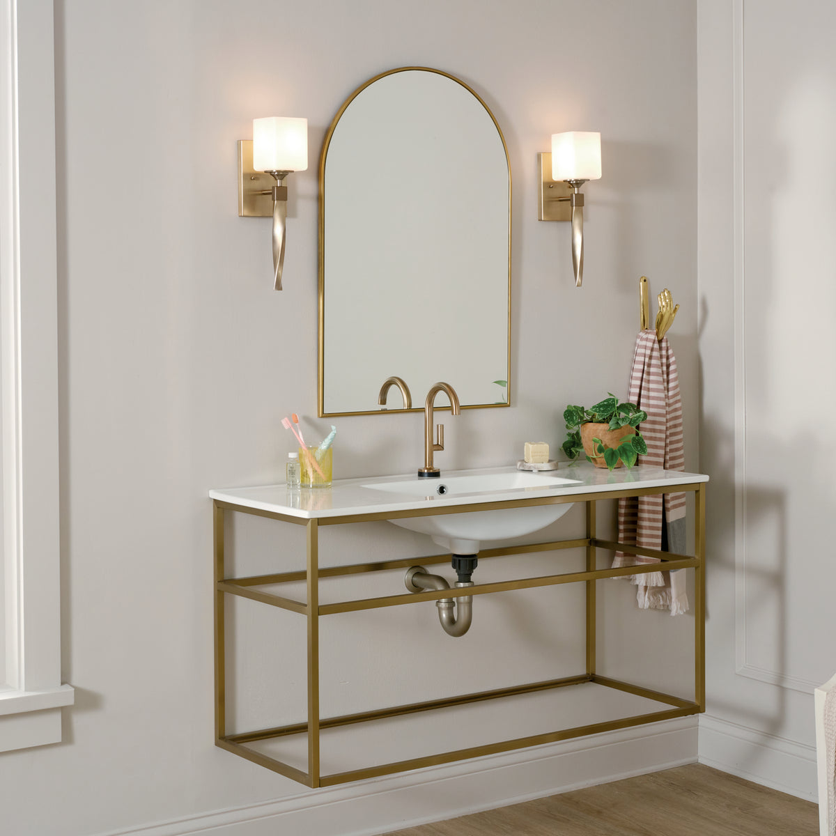 Marette 1-Light with Satin Etched Cased Opal Glass Wall Sconce