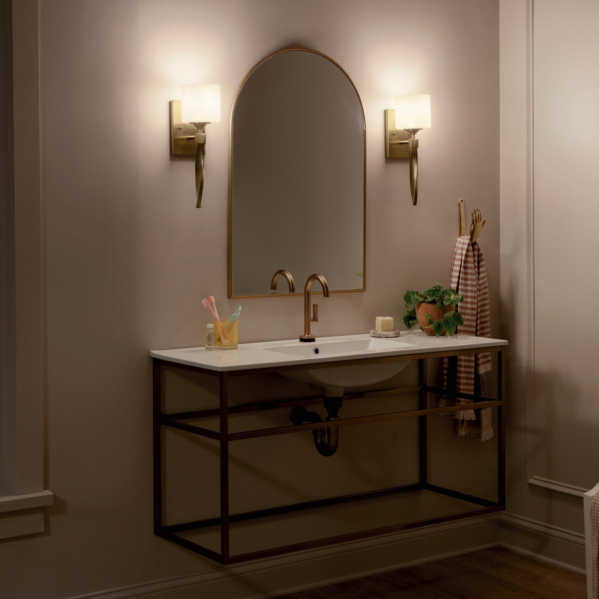 Marette 1-Light with Satin Etched Cased Opal Glass Wall Sconce