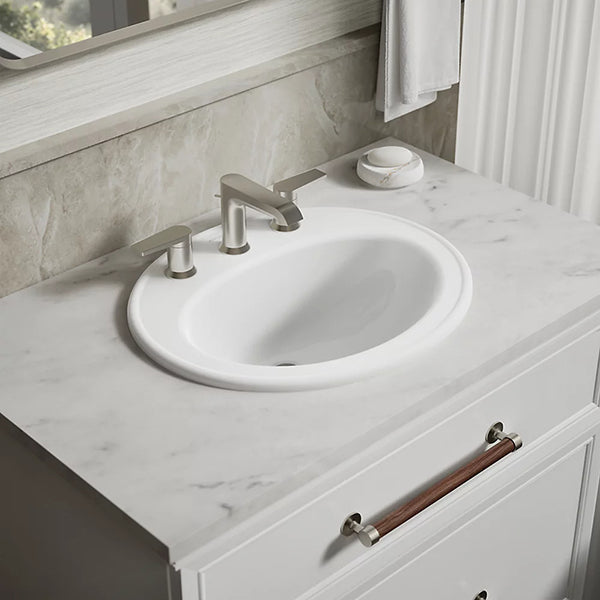 Pennington 20-1/4 in 8 in Widespread Oval Drop-In Bathroom Sink