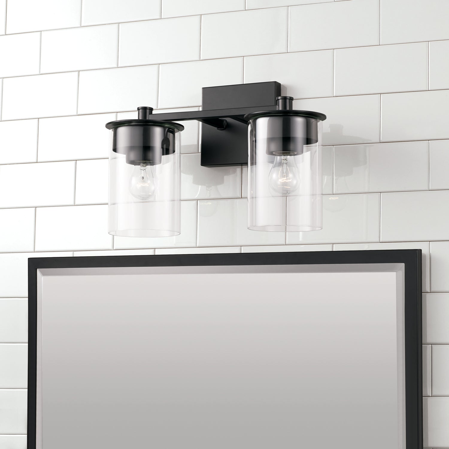 Mason 2-Light Bathroom Vanity Light with Clear Glass Shade
