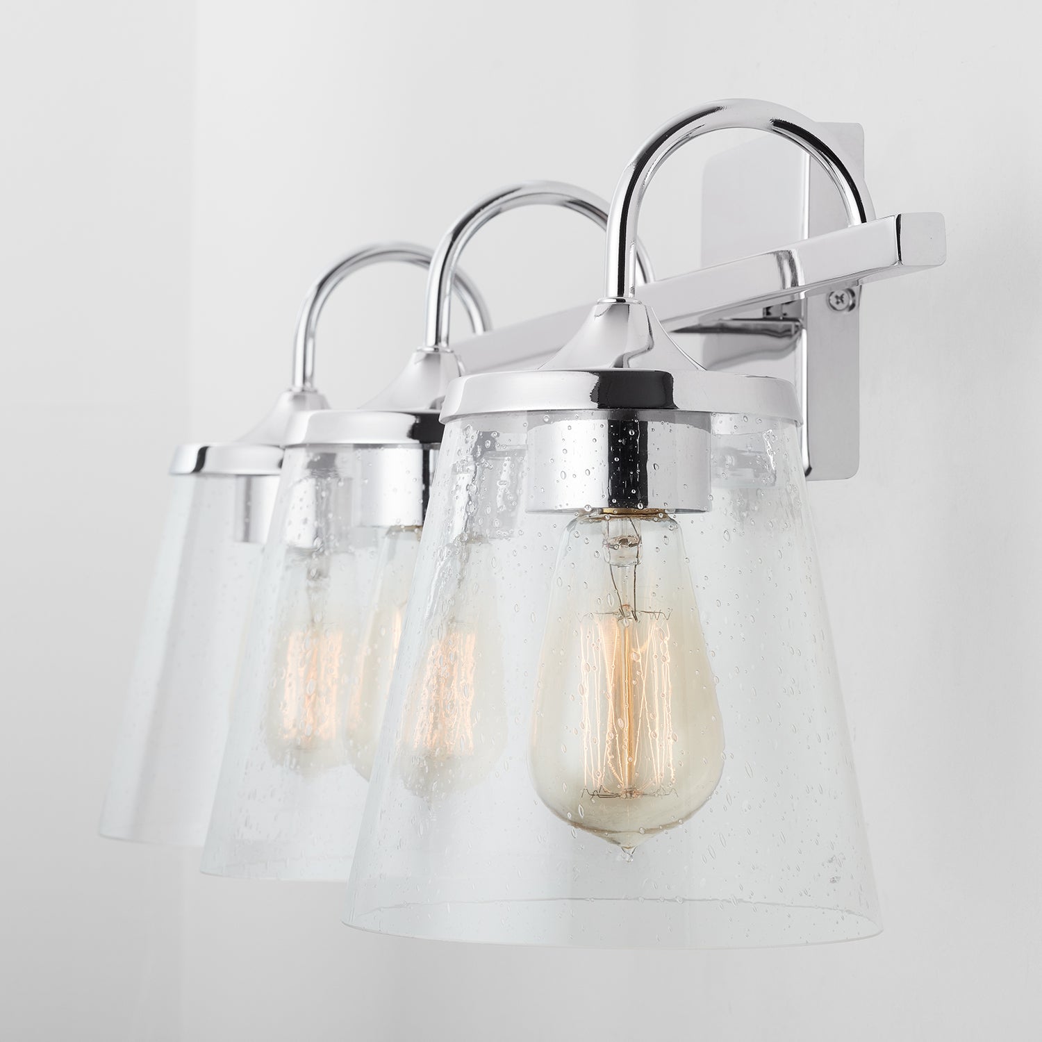 Jayne 3-Light 24-1/4 in Bathroom Vanity Light with Clear Seedy Glass Shade