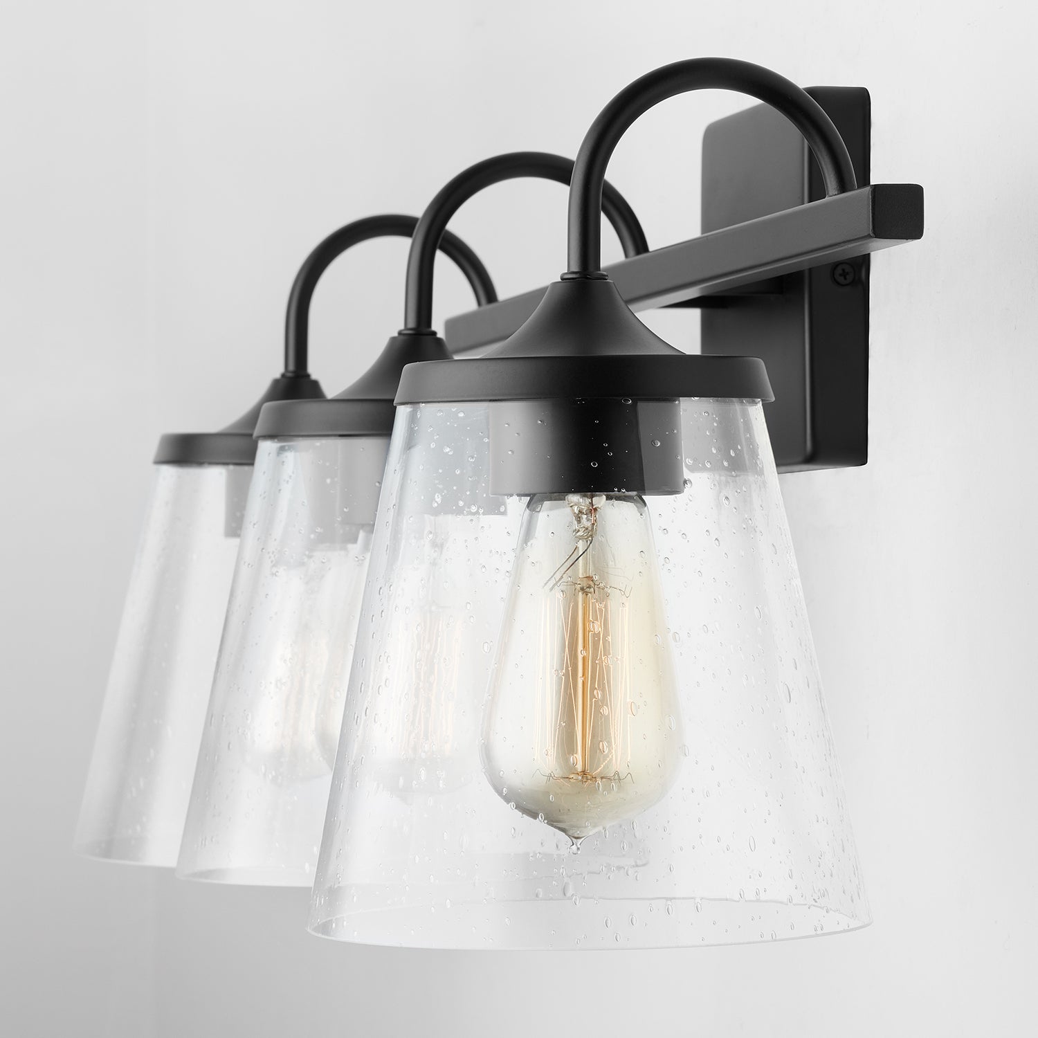 Jayne 3-Light 24-1/4 in Bathroom Vanity Light with Clear Seedy Glass Shade