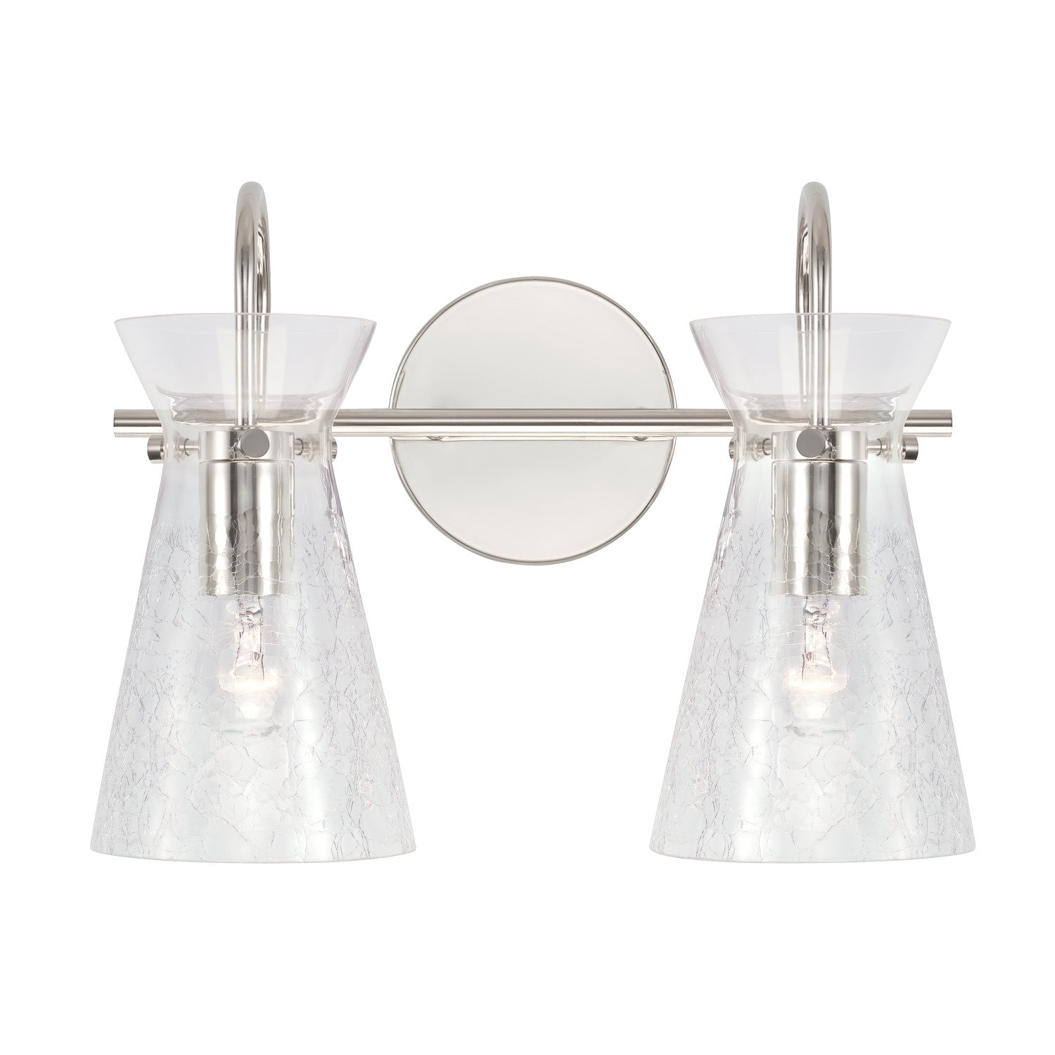 Mila 2-Light Bathroom Vanity Light with Clear Crackle Glass Shade