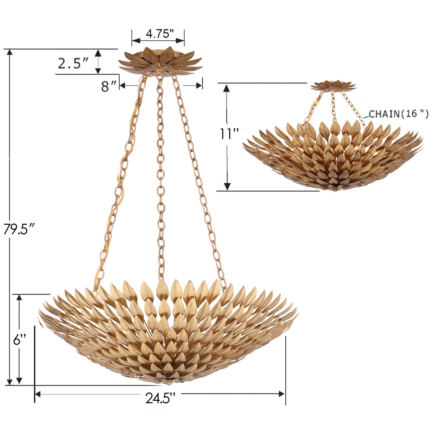 Broche 6-Light Semi Flush Mount Light