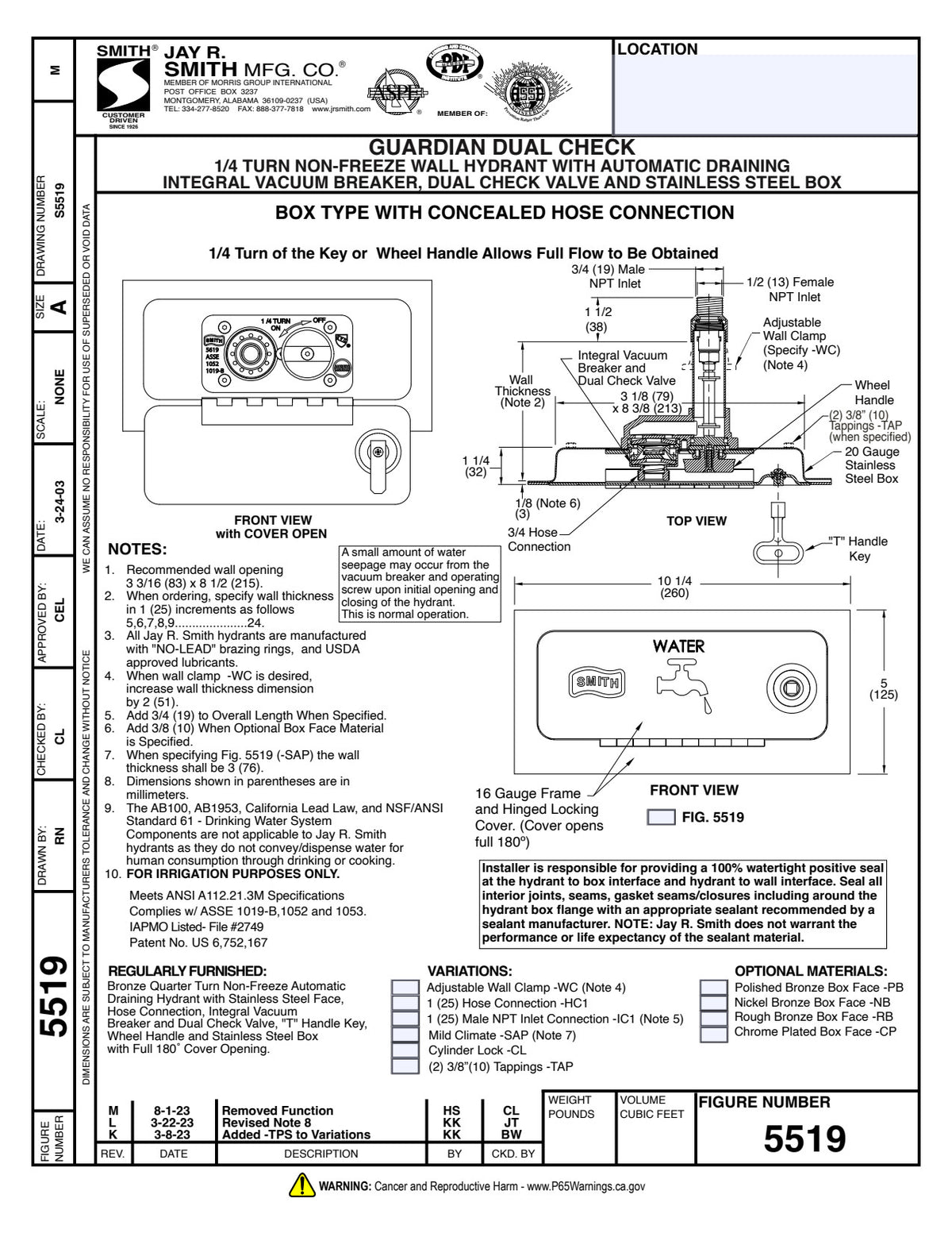 Jay R. Smith Manufacturing 5519 (-08)