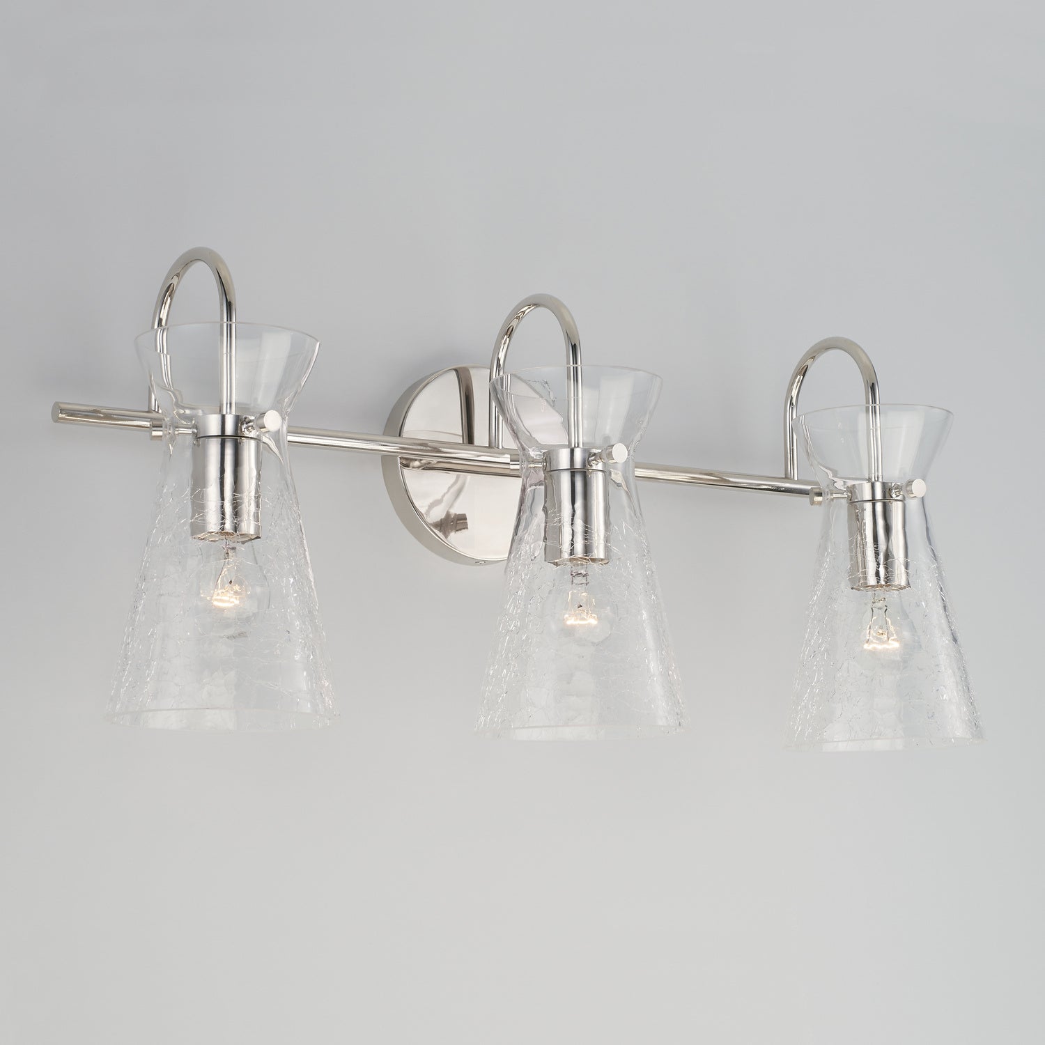 Mila 3-Light Bathroom Vanity Light with Clear Crackle Glass Shade