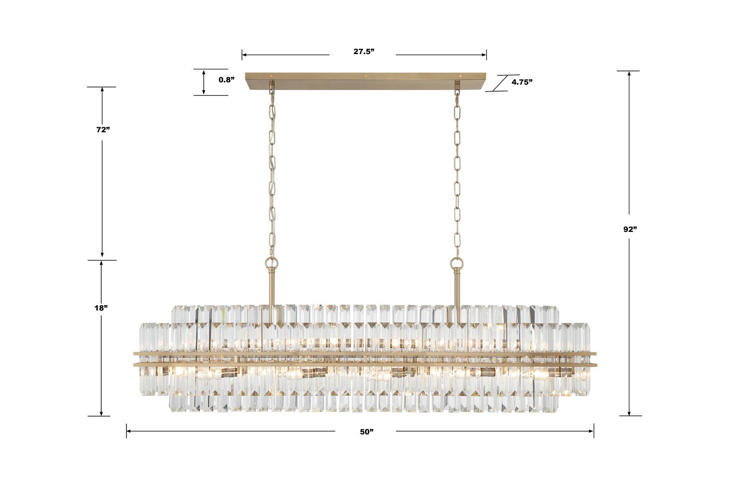 Hayes 50 in 16-Light Linear Chandelier