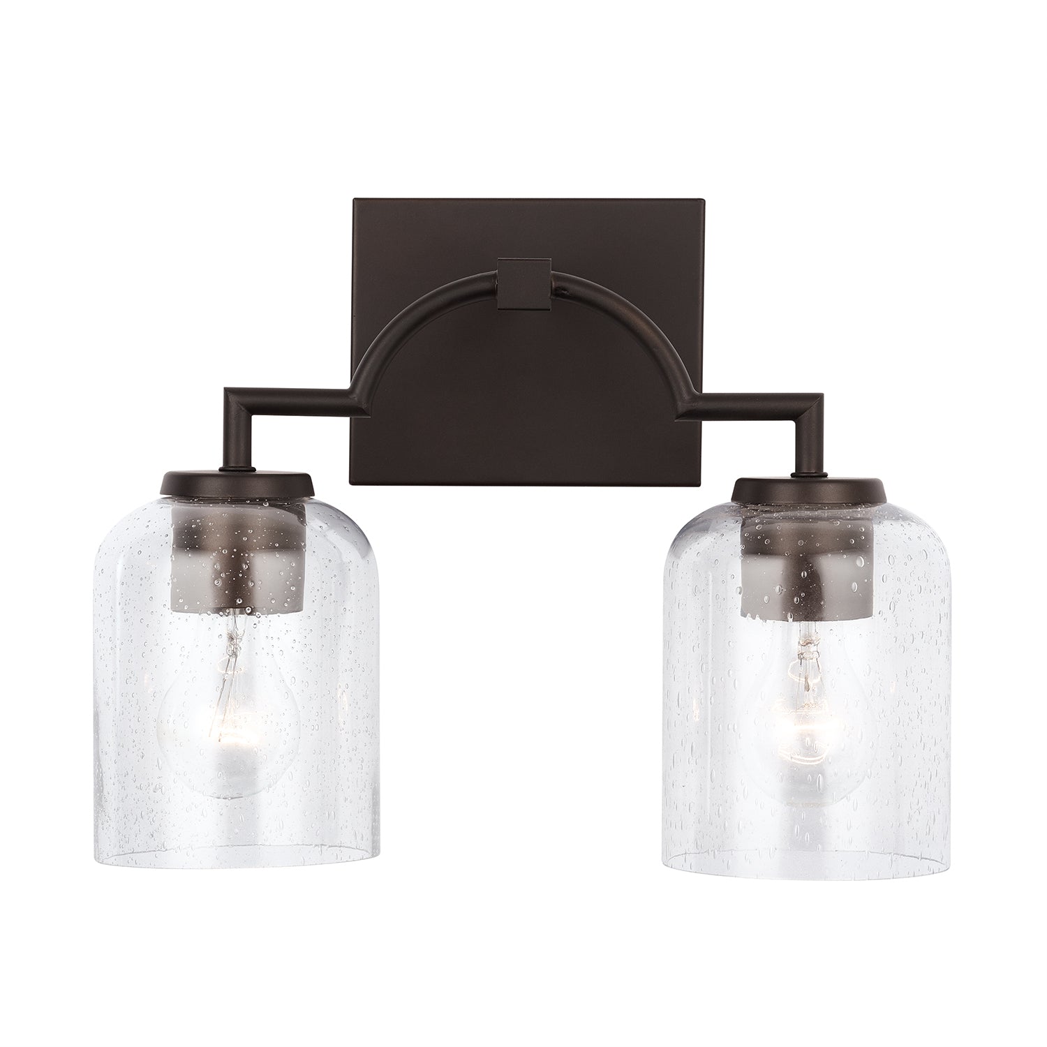 Carter 2-Light 14 in Bathroom Vanity Light with Clear Seedy Glass Shade