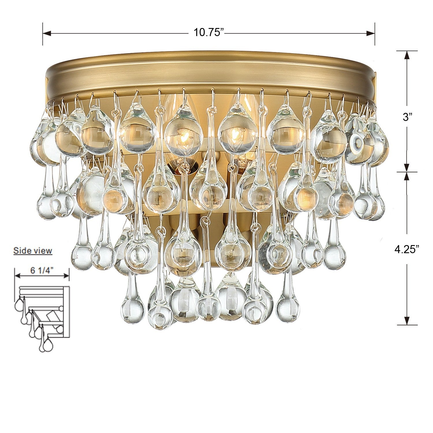 Calypso Flush Mount Light with Clear Crystal Drops
