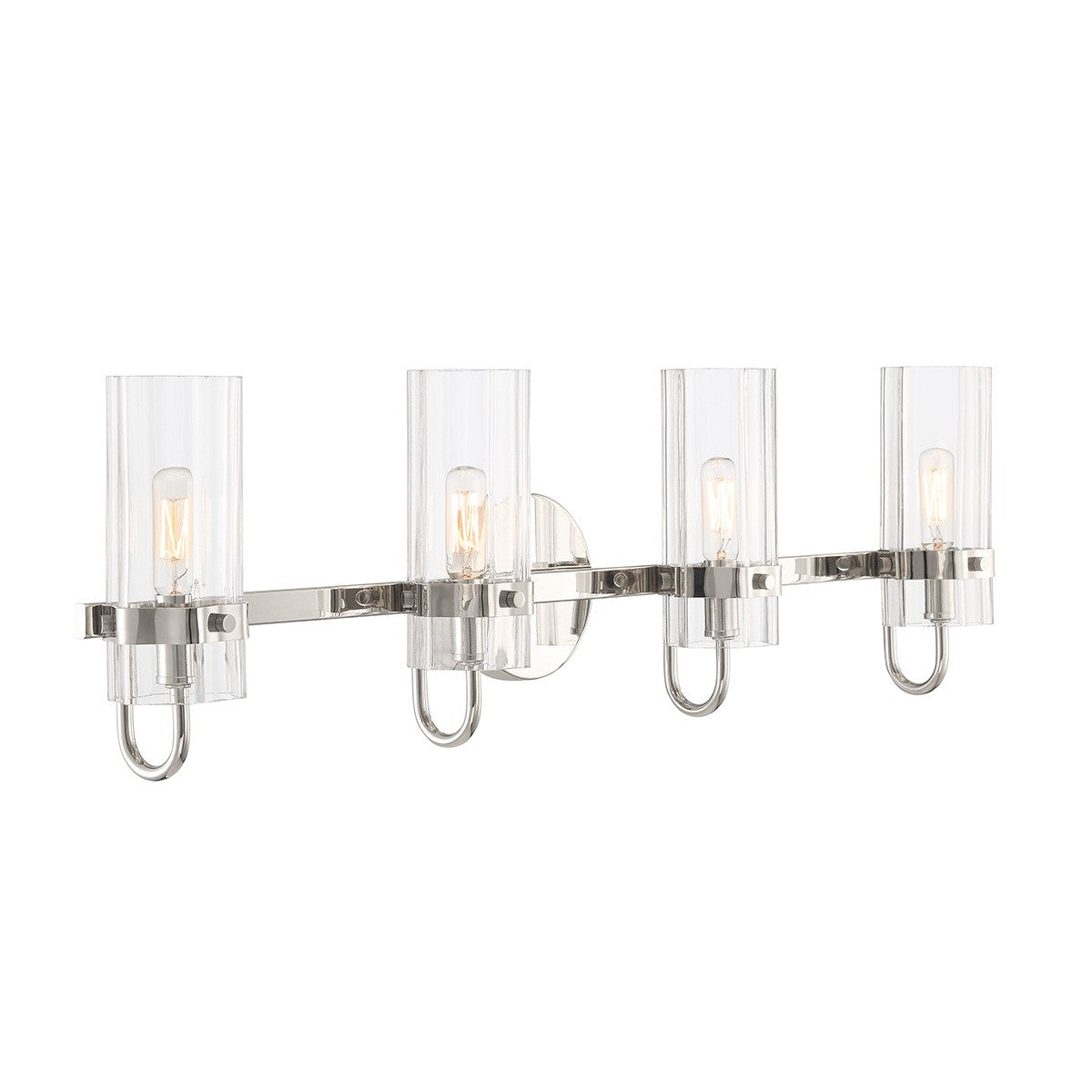Brook 4-Light Bathroom Vanity Light with Clear Textured Glass Shades