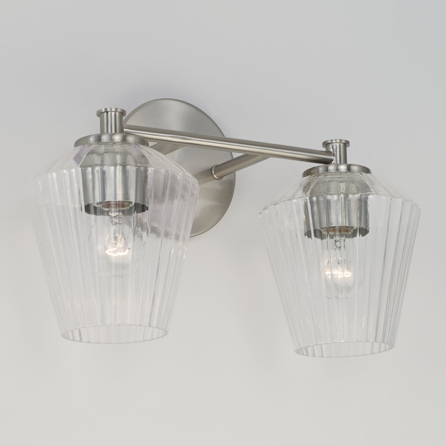 Beau 2-Light Bathroom Vanity Light with Clear Textured Glass Shade