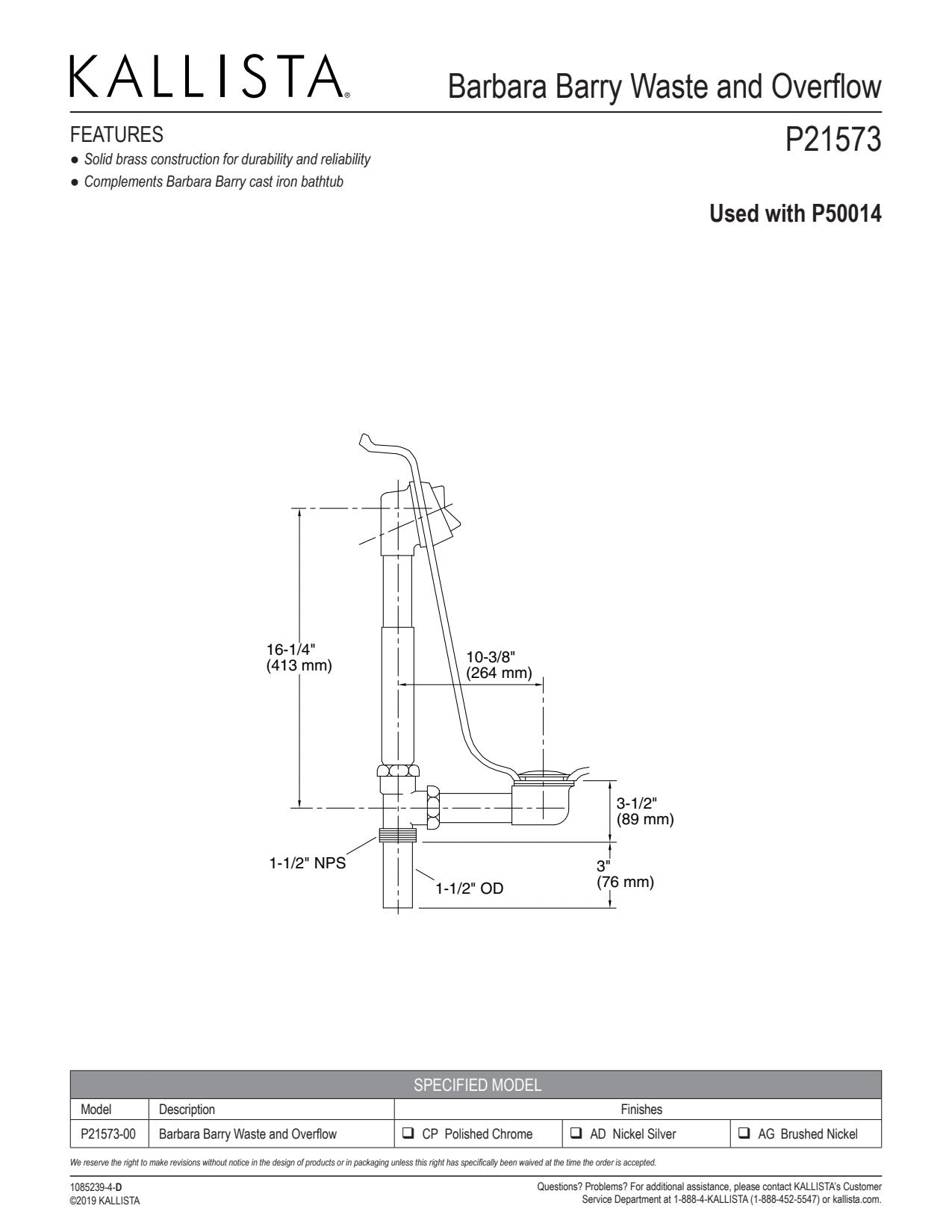 Kallista P21573-00-AG