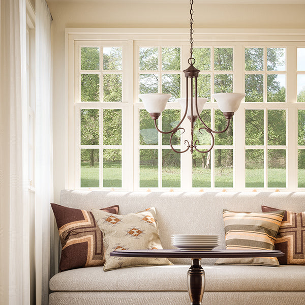 Hometown 3-Light White Faux Alabaster Glass Chandelier