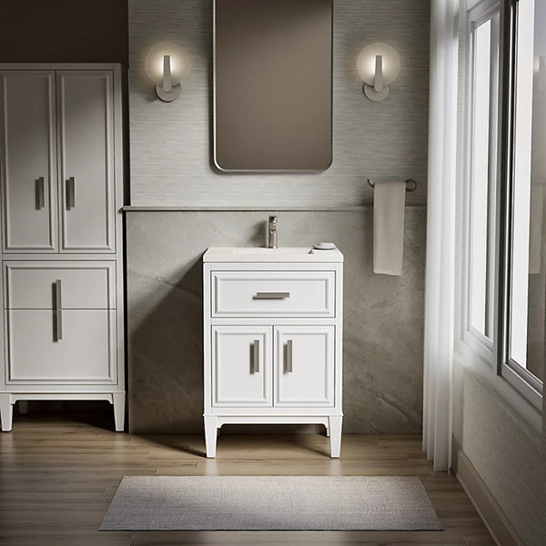 Southerk 24 in Bathroom Vanity Cabinet with Sink and Quartz Top
