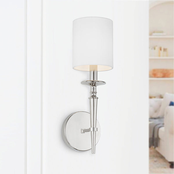 Abbie 1-Light Wall Sconce with Scalloped Fabric Shade