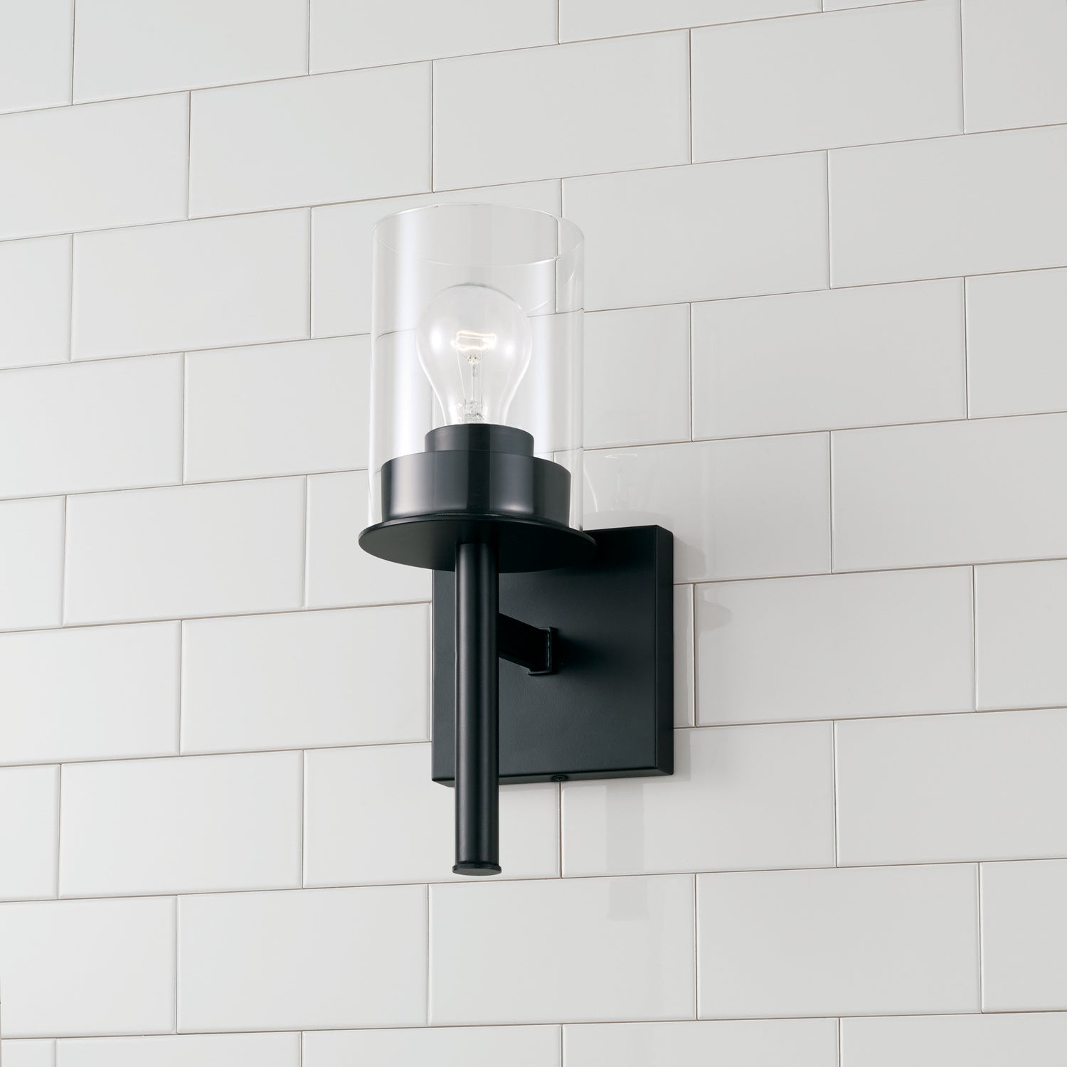 Baker 1-Light Wall Sconce with Clear Glass Shade,