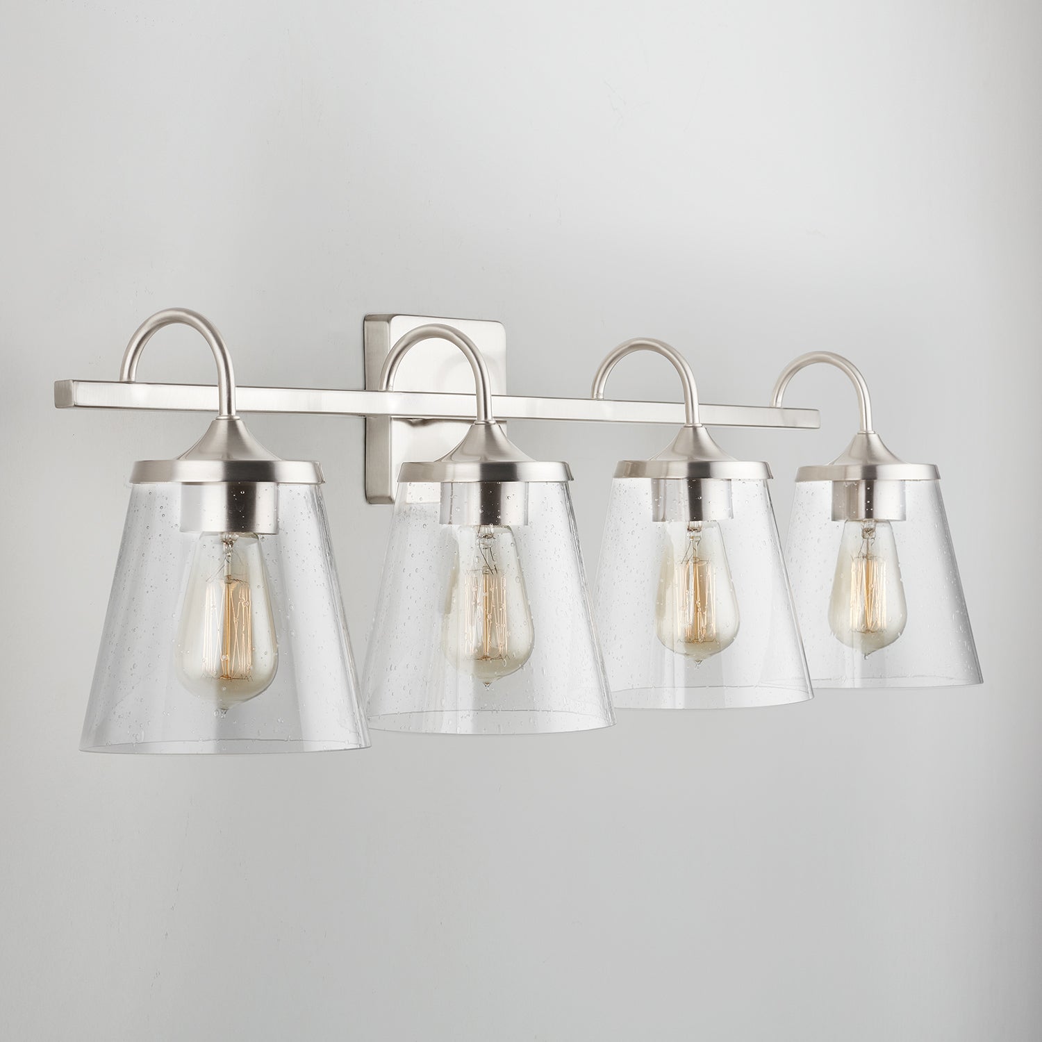 Jayne 4-Light 33-1/4 in Bathroom Vanity Light with Clear Seedy Glass Shade
