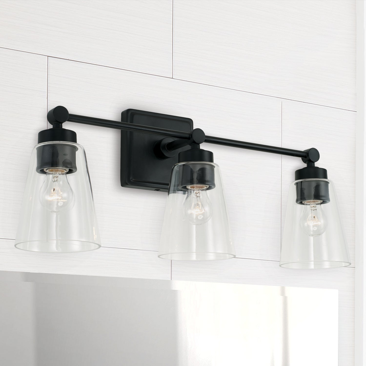 Rory 3-Light 23 in Bathroom Vanity Light with Clear Glass Shades
