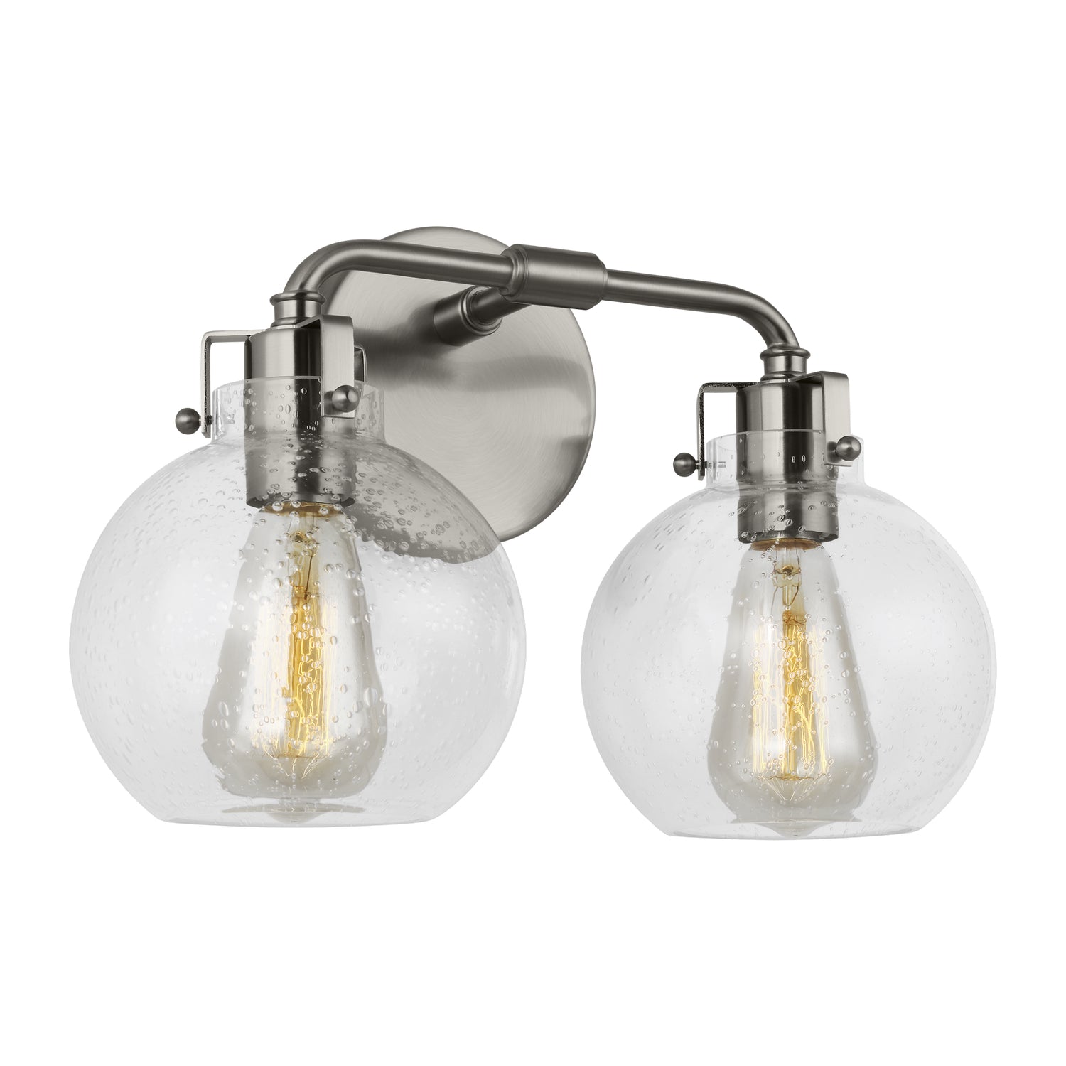 Clara 2-Light Bathroom Vanity Light with Clear Seedy Glass Shade