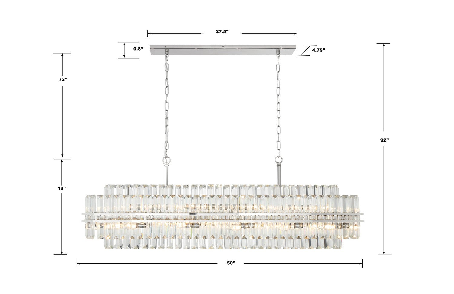 Hayes 50 in 16-Light Linear Chandelier