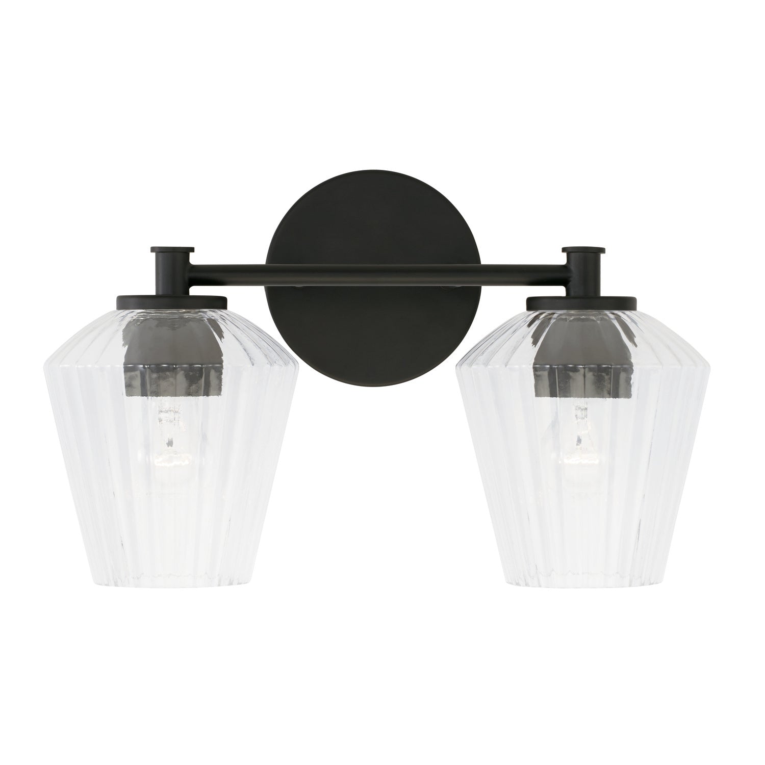 Beau 2-Light Bathroom Vanity Light with Clear Textured Glass Shade