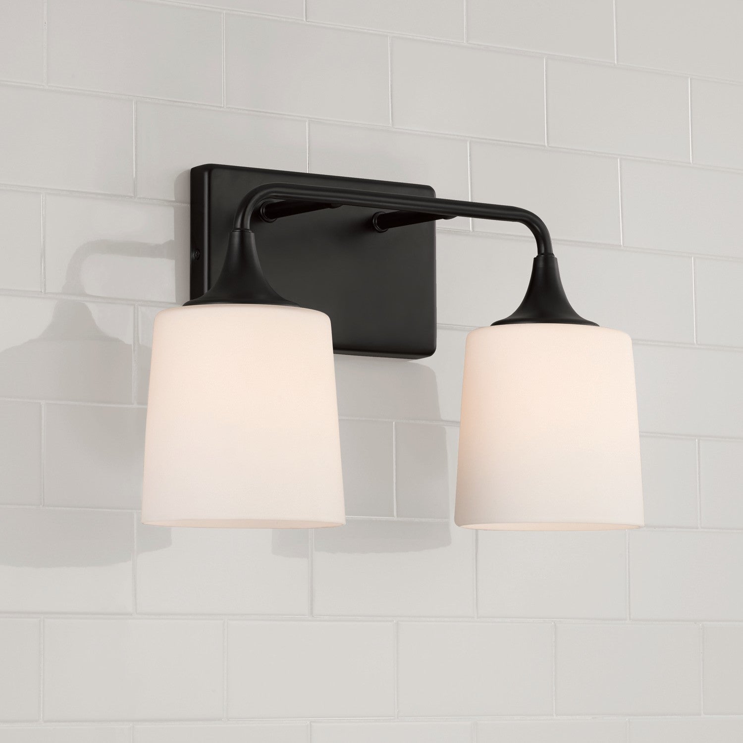 Presley 2-Light 16 in Bathroom Vanity Light with Etched Glass Shade