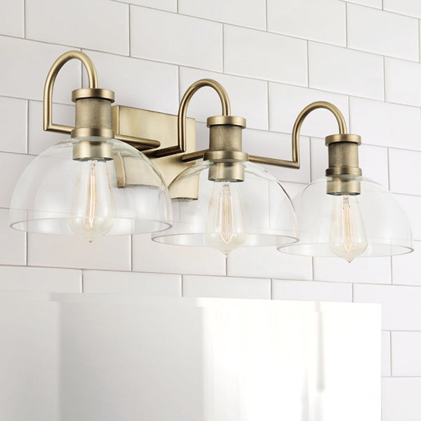 Brook 4-Light Bathroom Vanity Light with Clear Textured Glass Shades