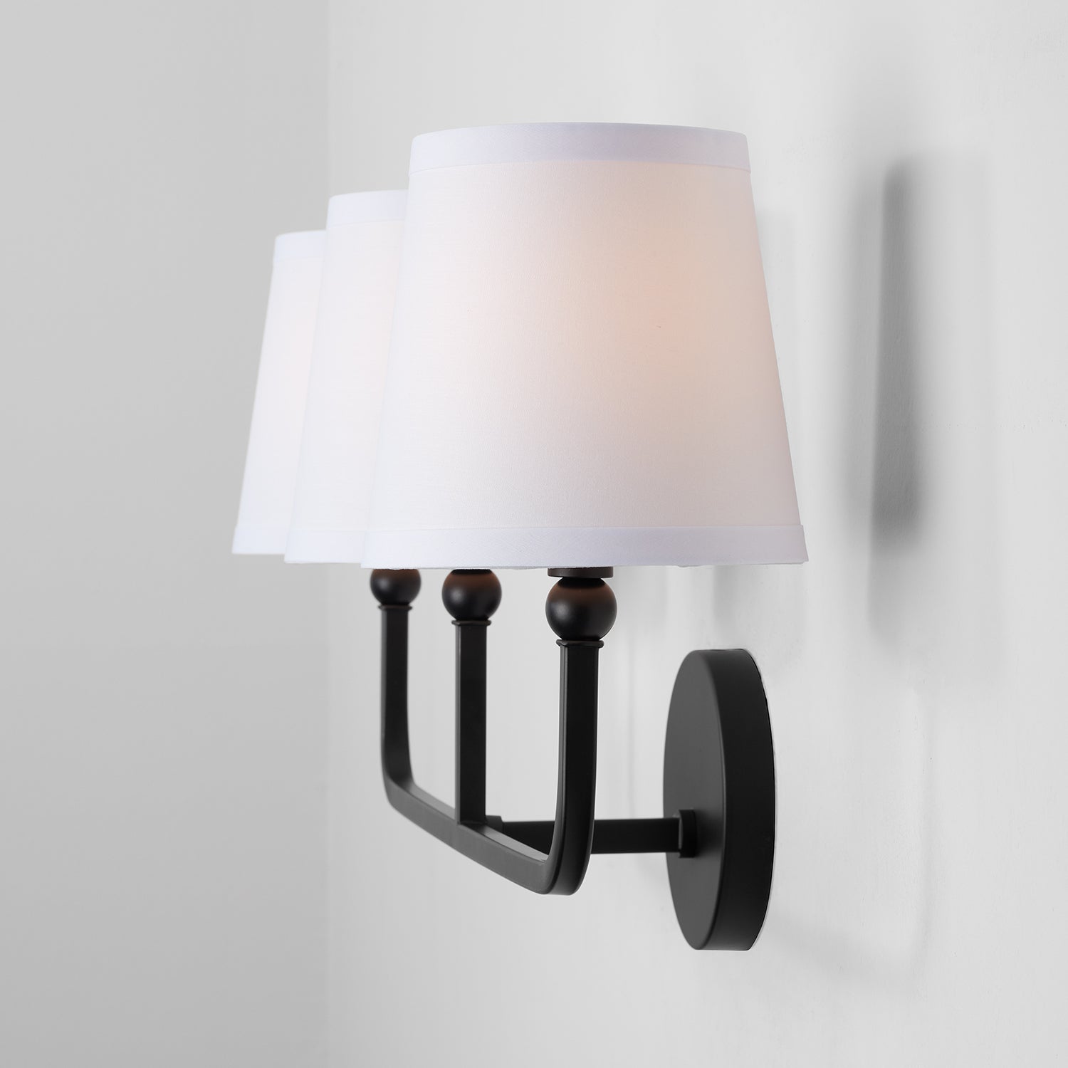 Dawson 3-Light Bathroom Vanity Light with White Fabric Shade