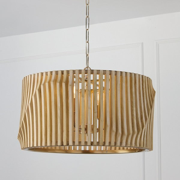 Archer 24 in 4-Light Pendant with Handcrafted Mango Wood
