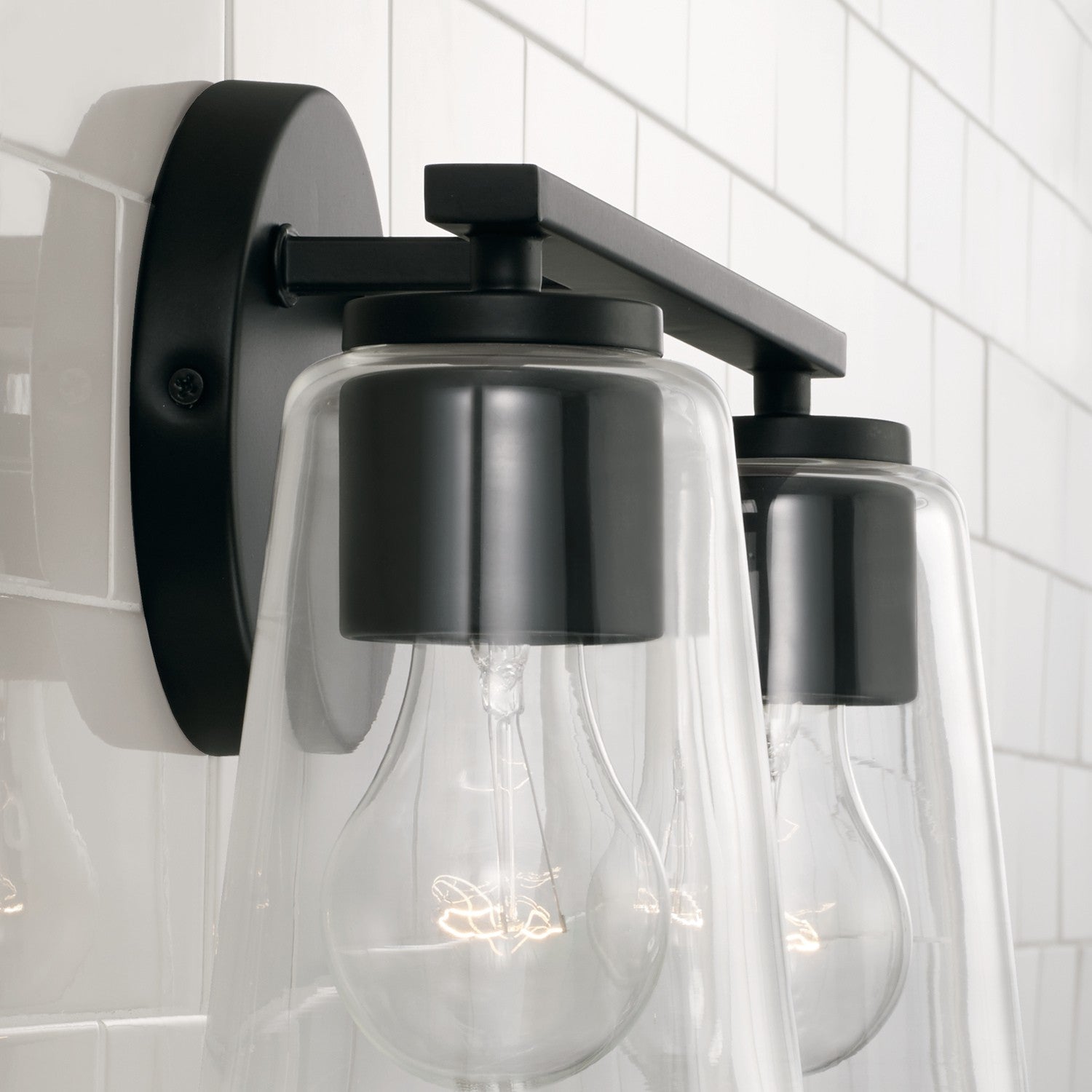 Portman 2-Light 14-1/2 in Bathroom Vanity Light with Clear Glass Shade