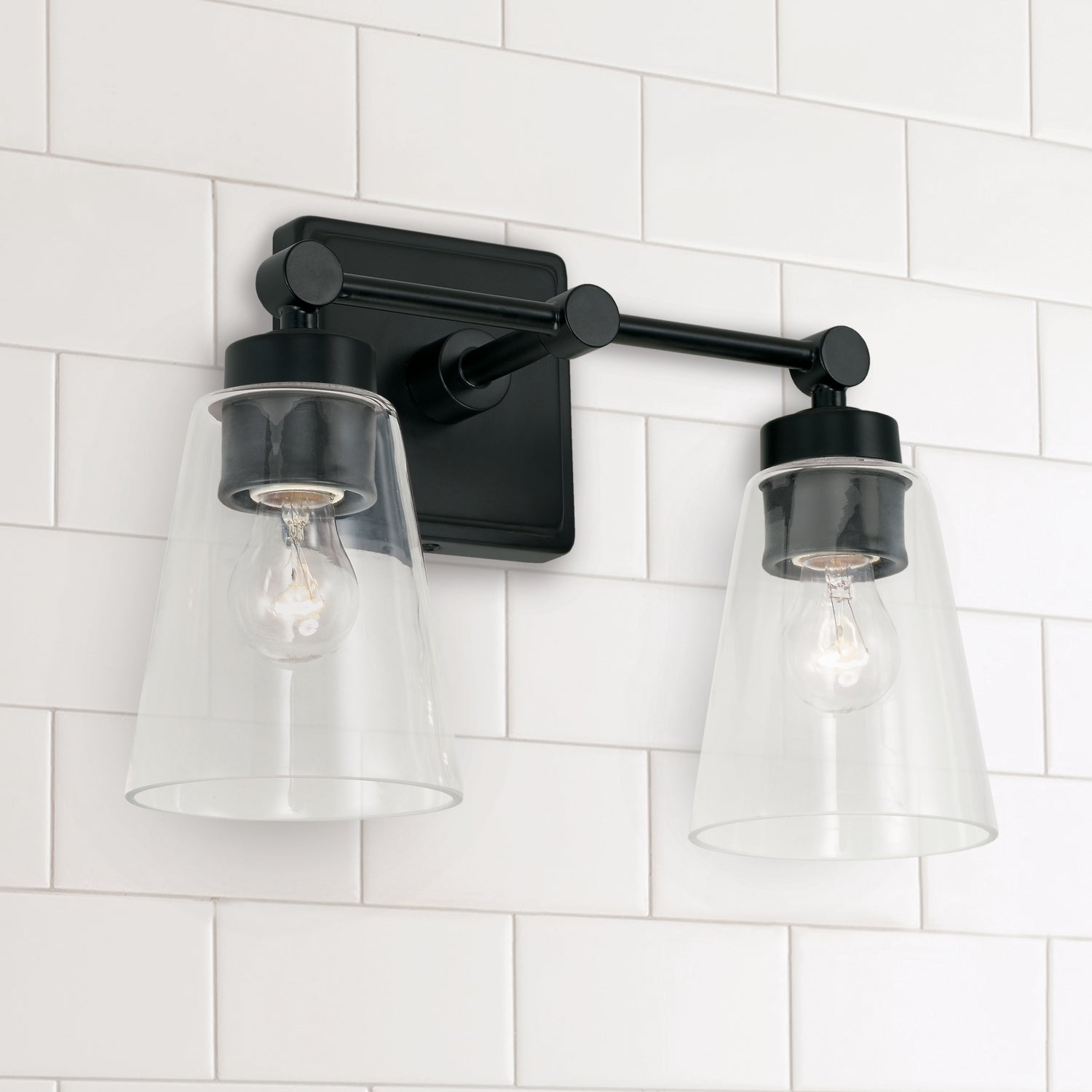 Rory 2-Light 14 in Bathroom Vanity Light with Clear Glass Shade