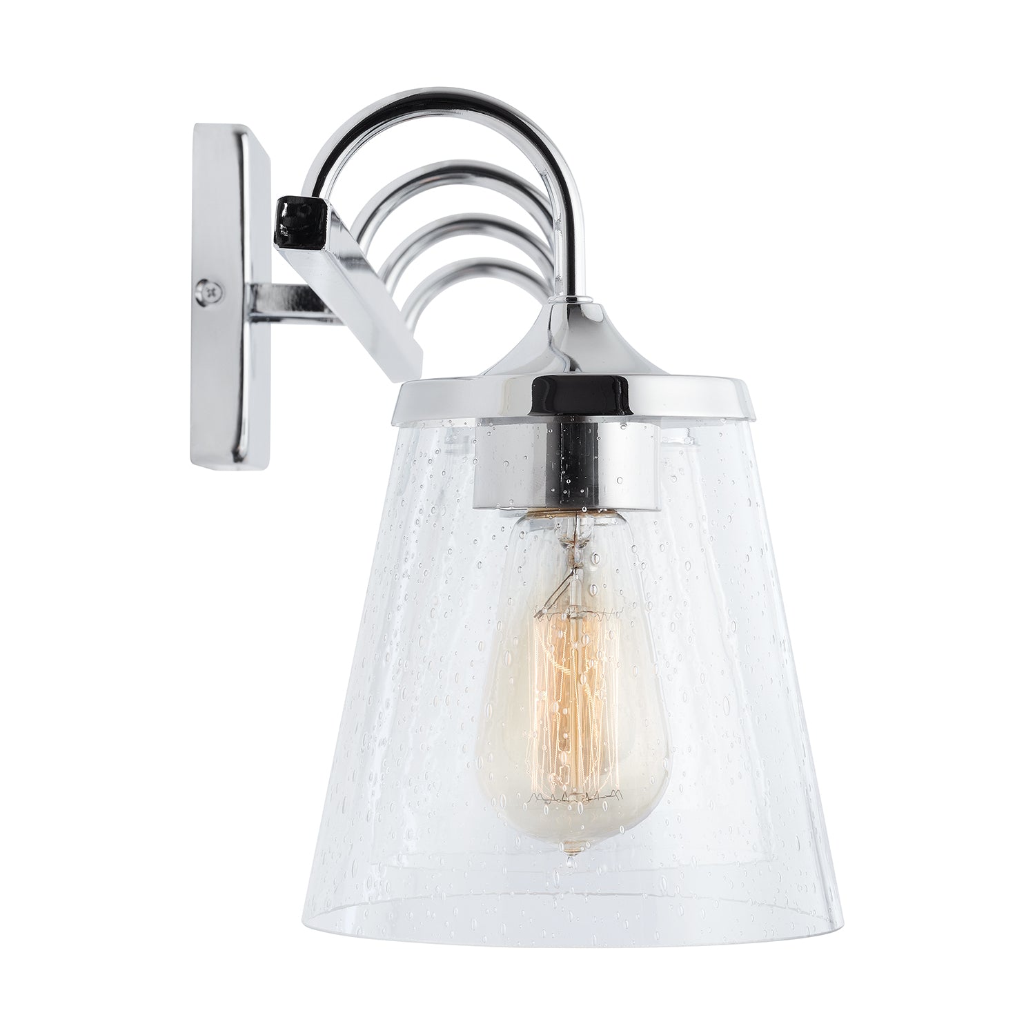 Jayne 4-Light 33-1/4 in Bathroom Vanity Light with Clear Seedy Glass Shade
