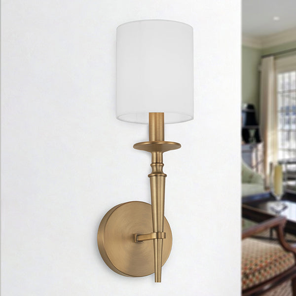 Abbie 1-Light Wall Sconce with Scalloped Fabric Shade
