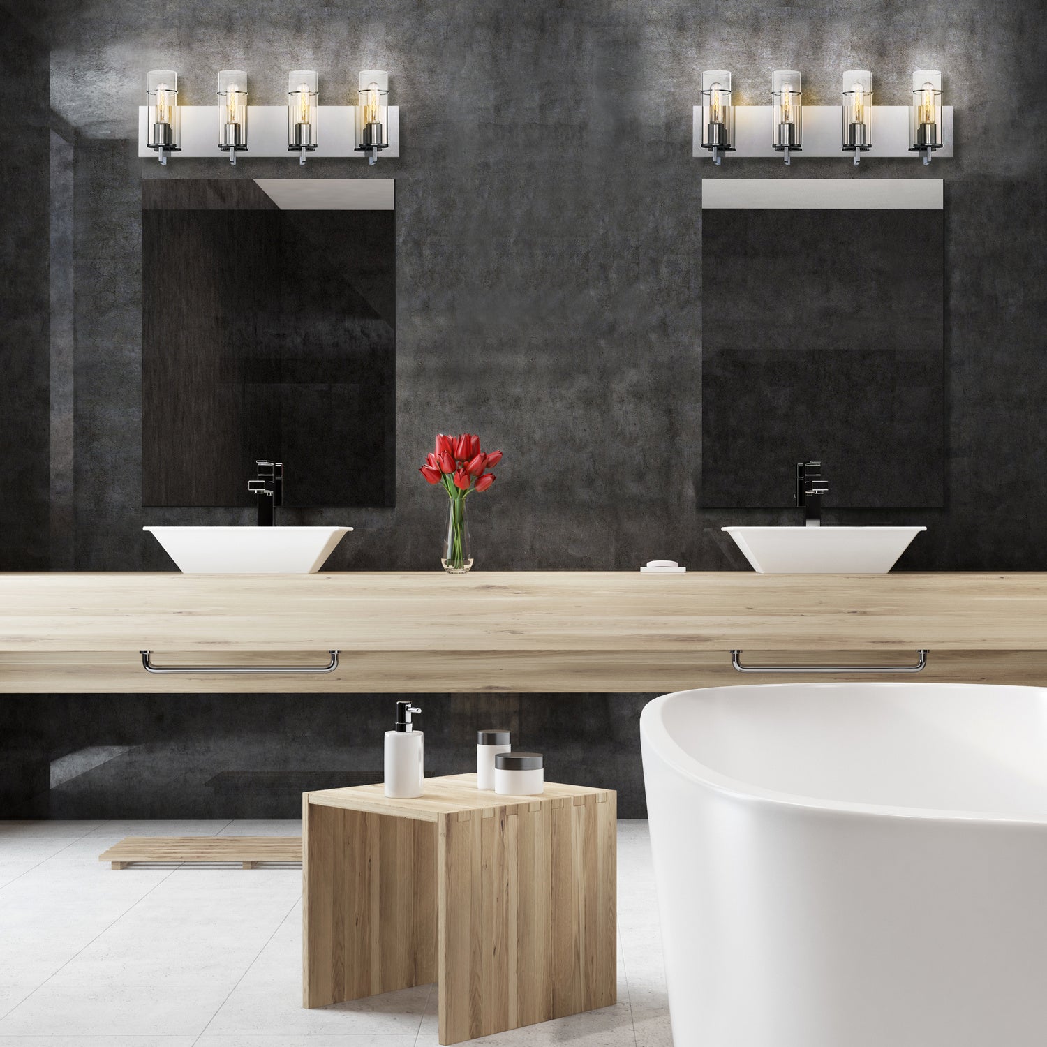 Pista 4-Light Bathroom Vanity Light with Clear Glass Shade