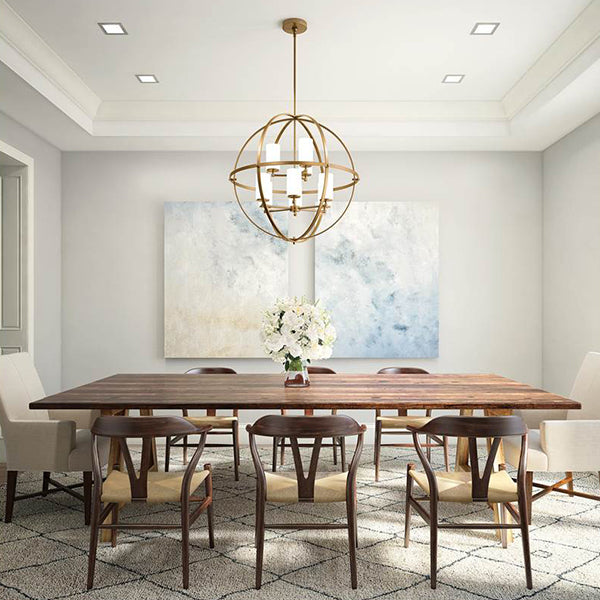 Alturas 9-Light 540 W Chandelier with Etched White Glass