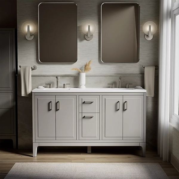 Seer 60 in Bathroom Vanity Cabinet with Sinks and Quartz Top