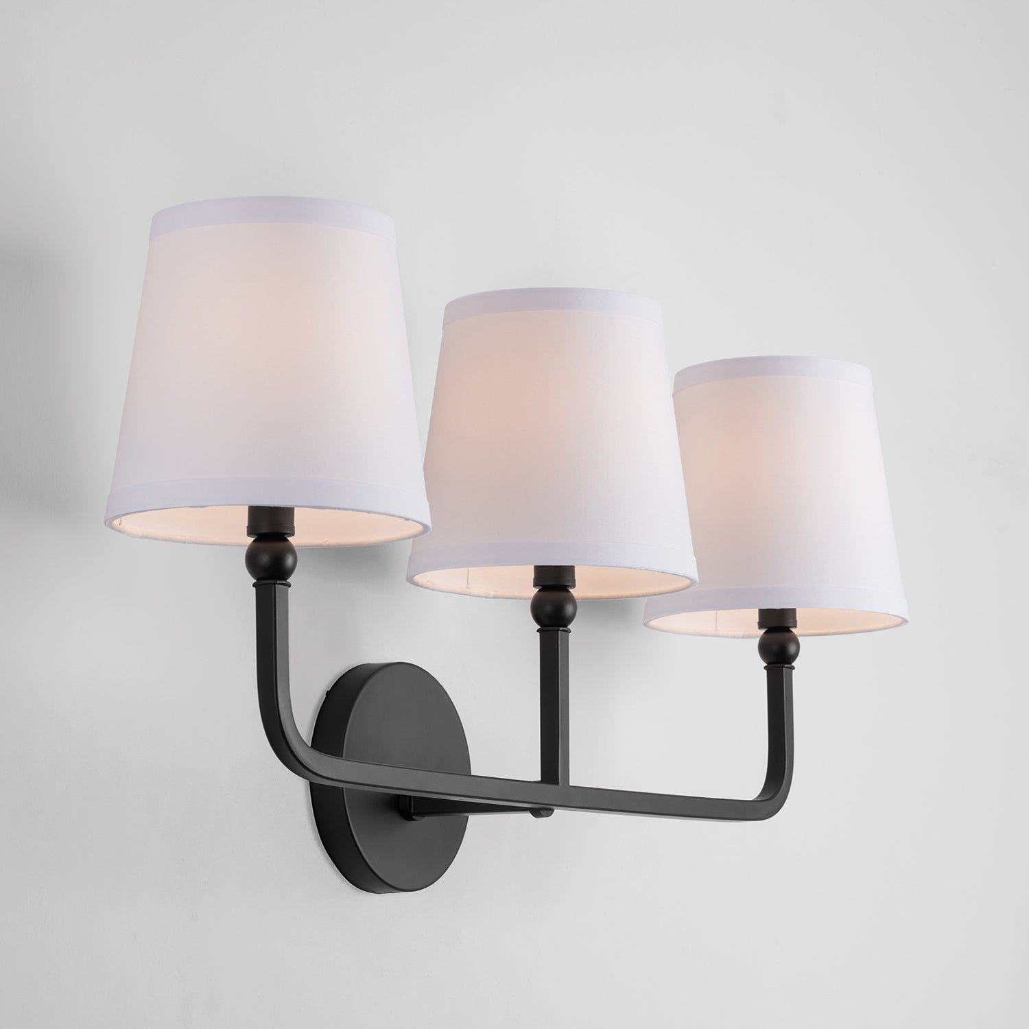 Dawson 3-Light Bathroom Vanity Light with White Fabric Shade