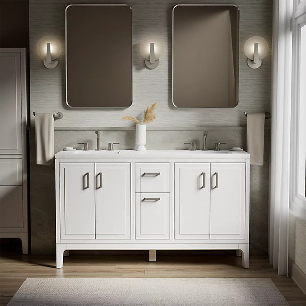 Seer 60 in Bathroom Vanity Cabinet with Sinks and Quartz Top