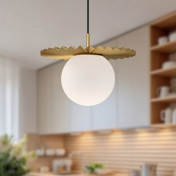 Plume Plume 14 in Pendant with Opal Matte Glass Globe