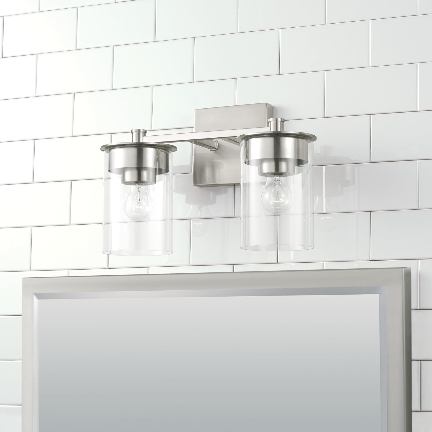 Mason 2-Light Bathroom Vanity Light with Clear Glass Shade