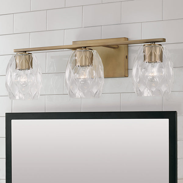 Lucas 3-Light Bathroom Vanity Light with Clear Textured Glass Shade