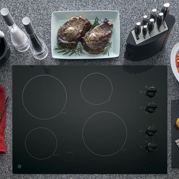 30 in Knob Control Electric Cooktop, Black