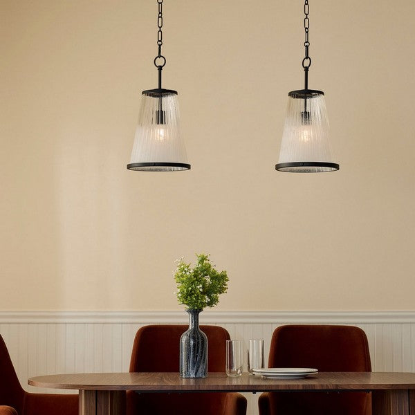 Providence 19-1/2 in 1-Light Pendant with Fluted Glass Shade