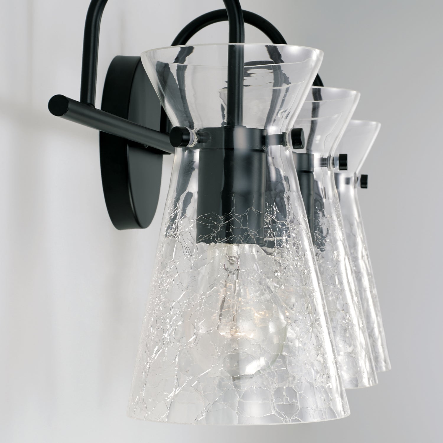 Mila 3-Light Bathroom Vanity Light with Clear Crackle Glass Shade