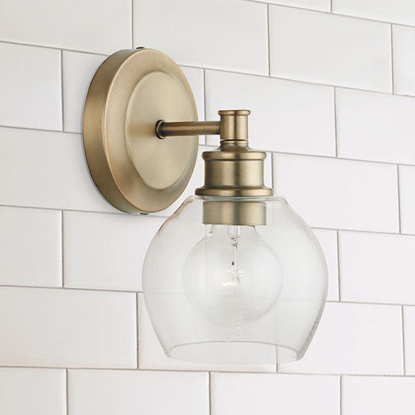 Mid Century 1-Light Wall Sconce with Clear Glass Shade