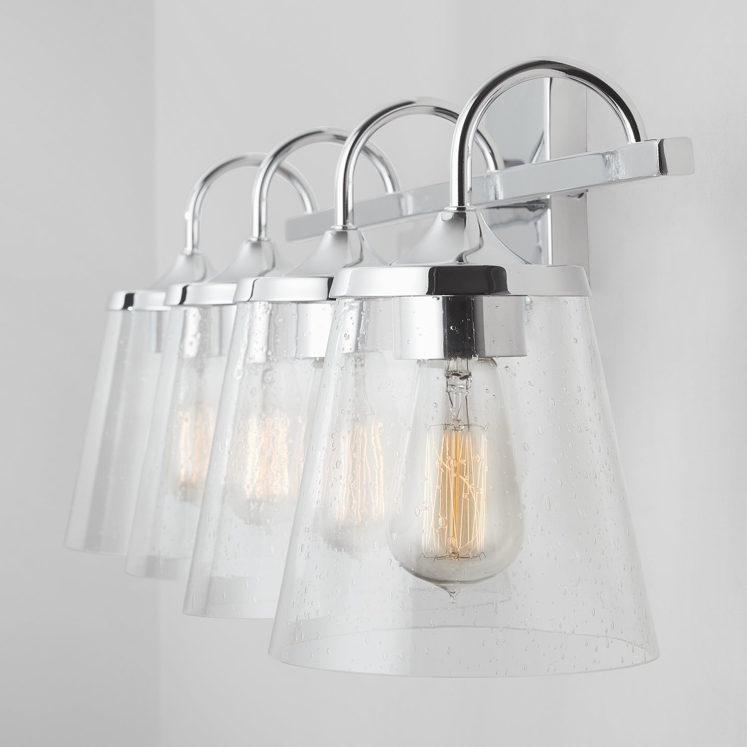 Jayne 4-Light 33-1/4 in Bathroom Vanity Light with Clear Seedy Glass Shade
