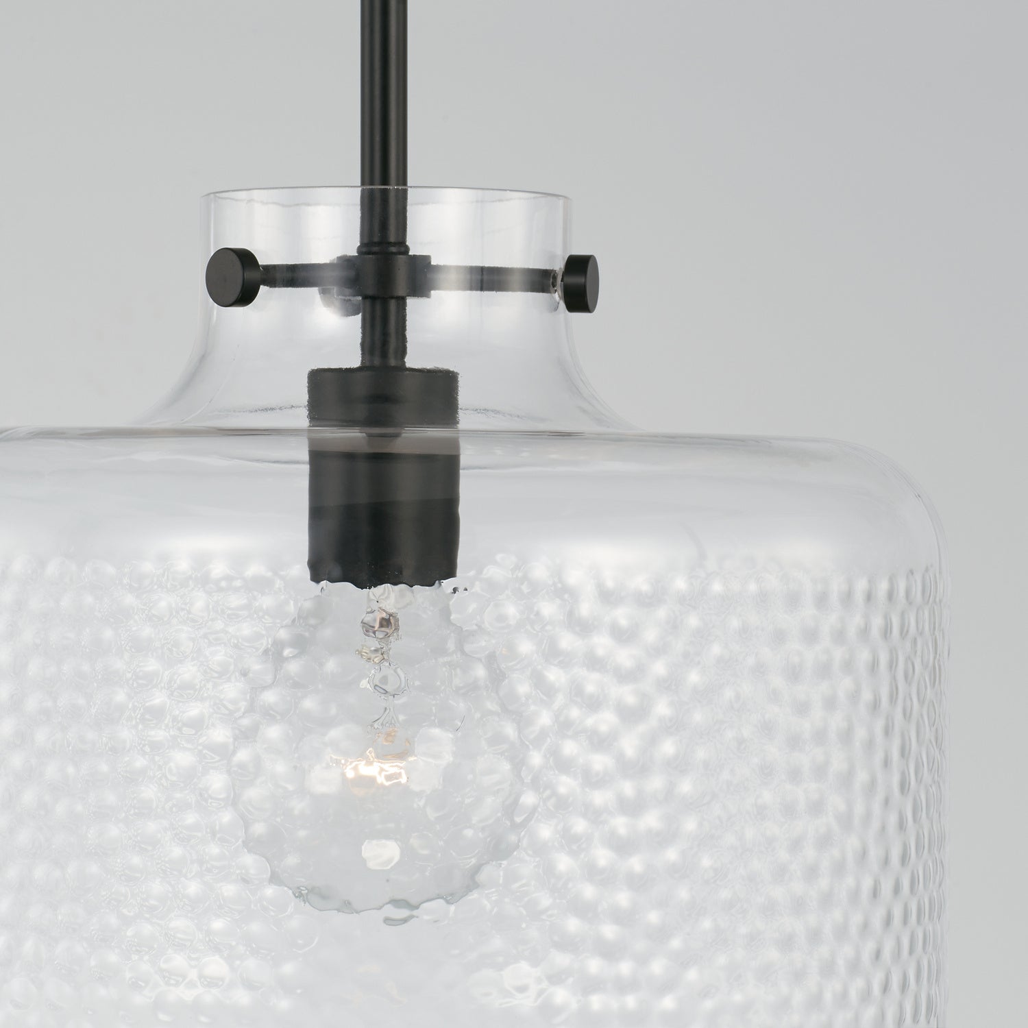 Brighton 11-1/2 in 1-Light Pendant with Clear Pebbled Glass