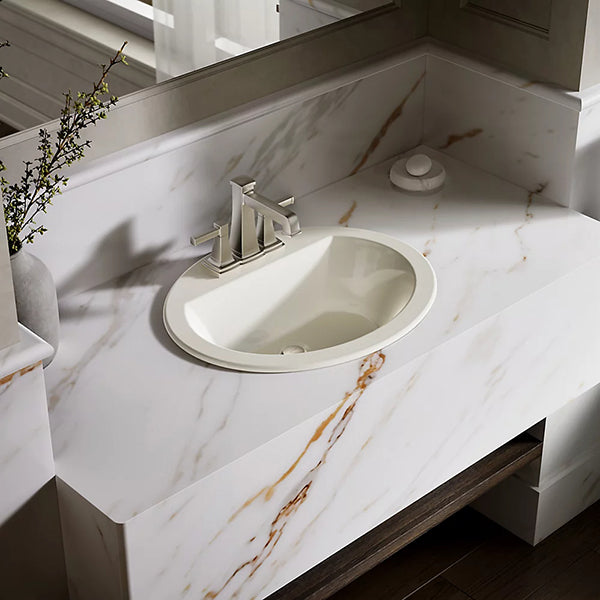 Bryant 20-1/4 in 4 in Centerset Oval Drop-In Bathroom Sink
